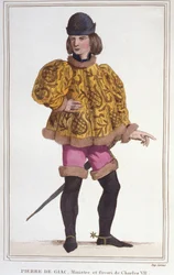 portræt af Pierre de Giac, favorit af Charles VII, minister og finansinspektør. Stik fra 1830
