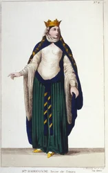 portræt af Saint Radegonde (ca. 520-587), dronningen af francs, hustru til Clotaire (Clothaire) I, gravering af 1830