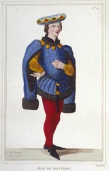 portræt af eller Jean de Montaigu. fransk statsmand (1349 til 1409). Finansforstander i 1388. stik af 1830