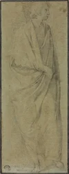 Stående draperet mandsfigur