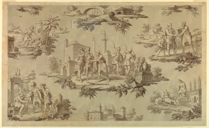 Tegning, tegneserie til bomuldstryk: Belisaires liv [La Vie de Bélisaire], ca. 1820