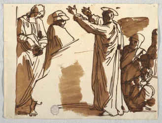 Tegning, Cartoons of Death of Ananias and St. Paul, efter Raphael, ca. 1820