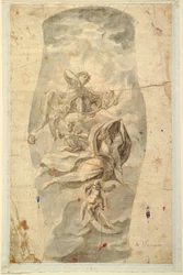 Tegning, loftsdesign med Apollo, ca. 1780