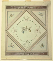 Tegning, loft i et soveværelse, 1820-23