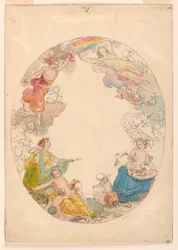Tegning, loftsmaleri, "Elementerne", ca. 1870