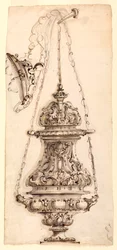 Tegning, røgelseskar, 1730-60