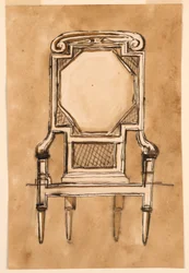 Tegning, stol, 1780-1790