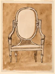 Tegning, stol, 1780-90