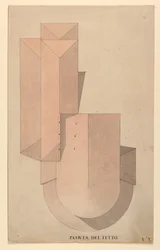 Tegning, Konkurrencedesign til La Fenice, Venedig: Tagplan, 1788