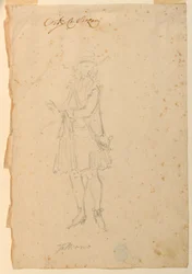 Tegning, kostumedesign: En verdensmand til en ballet, ca. 1720