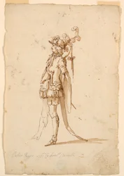 Tegning, kostumedesign: En side til en ballet, ca. 1720