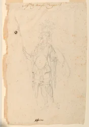 Tegning, kostumedesign: Afrika til en ballet, ca. 1720