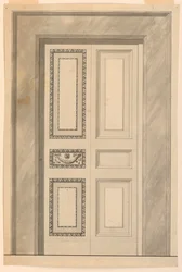 Tegning, Dekoration af en foldedør, ca. 1780