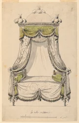 Tegning, Design til en seng i romersk stil, 1780