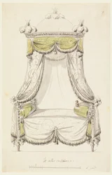 Tegning, Design til en seng i romersk stil, 1780