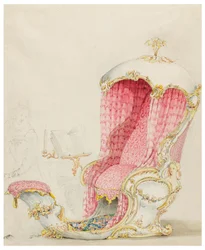 Tegning, Design til en chaiselong, ca. 1810