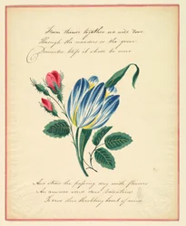 Lykønskningskort, "Derfra vil vi sammen elske ...", ca. 1819