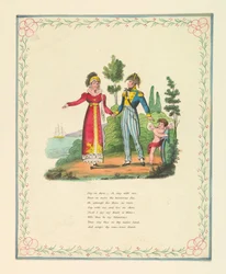 Lykønskningskort, "Bliv på land, - åh, bliv hos mig ...", ca. 1821