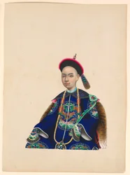 Miniature, portræt af siddende mand i, ca. 1820-60