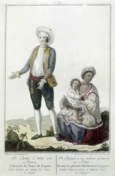 En spanier og en indianer føder en Métis - gravering