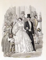 Et borgerligt bryllup, stik fra 1860.