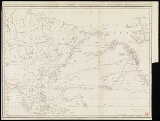 Et kort over det nordlige Stillehav indeholdende Asiens NØ-kyst og Amerikas NV-kyst udforsket i 1778 og 1779 af kaptajn Cook og yderligere udforsket i 1788 og 1789 af John Meares (tryk)