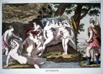 Acteon forvandlet til hjort - i Mythological Dictionary