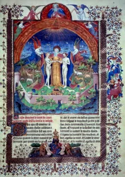 Adam og Eva i det jordiske paradis, miniature fra «Jødiske oldtidsminder» af Flavius Josefus