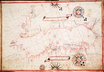 Søkort over Adriaterhavet, ca. 1620 (pergament)
