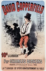 Reklameplakat for udgivelsen af "David Copperfield" af Charles Dickens, v.1890