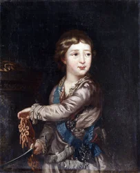 Alexandre Pavlovitch Romanov (Alexandre I de Russie) - Portræt af storhertug Alexander Pavlovich (1777-1825) som barn, anonym. Olie på lærred