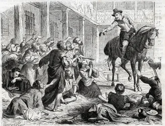 Alphonse (Alfonso Gieronimo) af Ornano 1548-1610 under pesten i Bordeaux 1604 - gravering af 1860