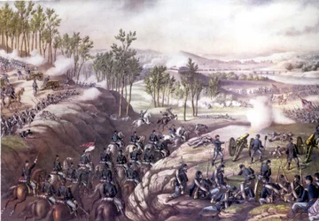 Amerikansk borgerkrig (1861 - 1865): Battle of Resaca (Georgia) 13. -15. Maj 1864. Gravering af det 19. århundrede.