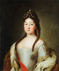 Anna Petrovna de Russie - Portræt af tsarevnaen Anna Petrovna af Rusland (1708-1728), datter af kejser Peter I af Rusland, Anonym. Olie på lærred, sidste kvartal af 1700-tallet, Statens museum for arkitektur, historie og kunst, Vladimir