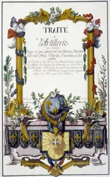 Artillery Traktat - frontispice af "Artillery Treaty", af François Lingier, Strasbourg