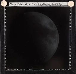 Astronomisk glaspladebillede af månen i første kvarter (1899)