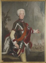 Auguste Guillaume de Prusse, prins et general - Portræt af prins Augustus William af Preussen (1722-1758), Anonym . Olie på lærred, 1. halvdel af 1700-tallet.. Mål: 149x117 cm. Nationalmuseum Stockholm