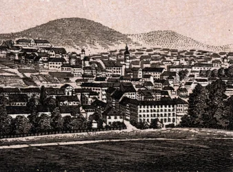 Baden Baden (Baden-Baden), Tyskland: udsigt over byen (generel udsigt). i "" Verden illustrerer 168 visninger"" Udateret (slutningen af 1800-tallet)
