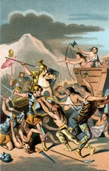 Slaget ved Aix: Invasion af Cimbres og germanere fra 110 til 102 f.Kr. Teutonerne blev besejret af Caius Marius, den kloge, romerske konsul.