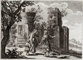Bible of Royaumont, Gamle Testamente: Ismael jagt. Da Sara så, at Ismael, Agars søn (Hagar) behandlede den lille Isak dårligt, bad hun Abraham om at sende hende tilbage med sin søn, for at Isak kunne være den eneste arving ifølge Guds løfter. Syg