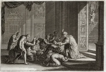 Bible of Royaumont, Det Gamle Testamente: Josef genkendes af sine brødre. Illustration fra 1811.