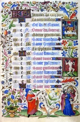Tidsbog i det 15. århundrede. Januar måned. Milano, Biblioteca Trivulziana.