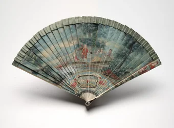 Brisé fan with a scene of two couples in a landscape, c.1700-25dani