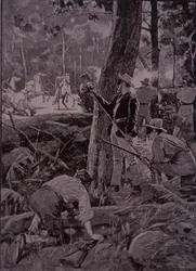 Bushrangers, australske fredløse, røver en guldeskorte (gravering)