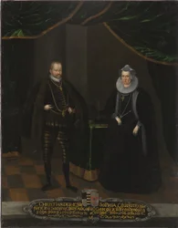Christian I de Saxe et Sophie de Brandebourg - Portræt af Christian I (1568-1622), kurfyrst af Sachsen og Sophie af Brandenburg (1568-1622), kurfyrste af Sachsen, Anonym . Olie på lærred. Mål: 102,5x79 cm. Nationalmuseum Stockholm
