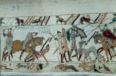 Englands erobring af hertugen af Normandiet Vilhelm Erobreren (1027-1087) i 1066: kong Harald II