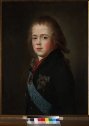 Constantin Pavlovitch, grand-duc de Russie eller Constantin Pavlovitch Romano - Portræt af storhertug Constantine Pavlovich af Rusland (1779-1831) som barn, Anonym. Olie på lærred