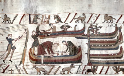 Konstruktion af skibe efter ordre fra Guillaume - Bayeux gobelin, kendt som Broderi af Dronning Mathilde