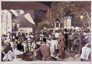 Crowd, på boulevarderne på valgnatten - i "Paris illustré""