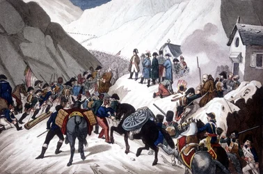 Nedstigning af Napoleon Bonaparte i Italien: krydser bjerget St. Bernard